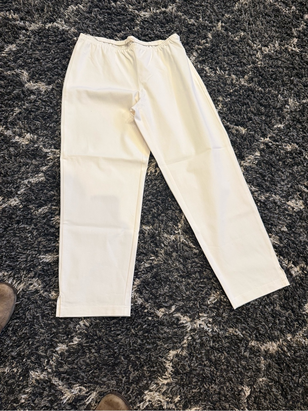 Eileen Fisher White Organic Cotton Cropped Elastic-Waist Pants. Worn once!